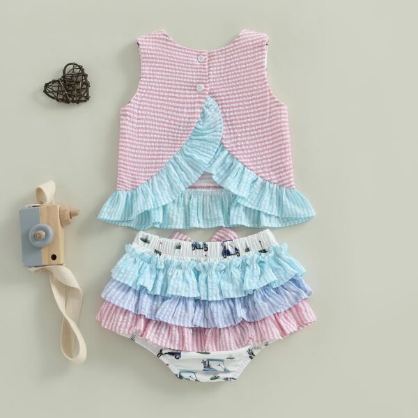 Dubute Toddler Baby Girl Summer Cute Outfits Ruffled Backless Sleeveless Tank Tops Tutu Bloomers Shorts Sets - Image 4