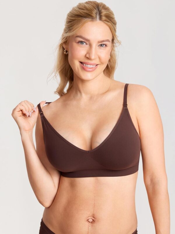 MOMANDA Women's Seamless Nursing Bras Ribbed Maternity Bralette Wireless Breastfeeding Non Padded Sleep Bra - Image 5