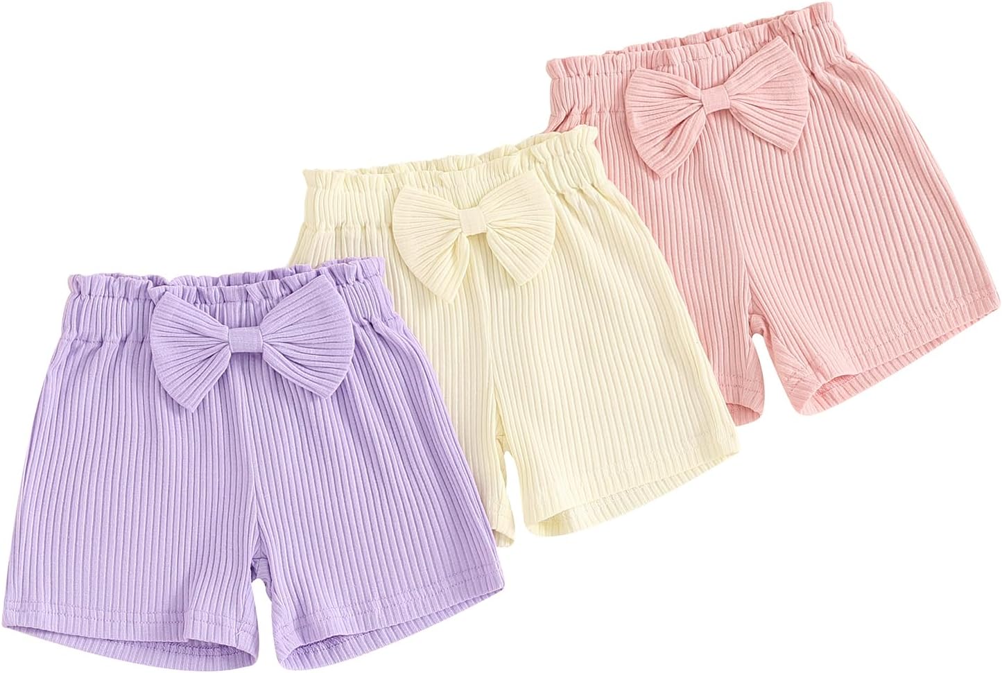 711BYC1zvSL._AC_SL1500_.jpg PanLidapan Toddler Infant Baby Girl 3 Pack Shorts Elegant Elastic Waist Bow Bottoms Summer Casual Clothes - Image 1