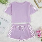 BOVOSHA Girls Summer Clothes Kids Outfit Short Sleeve Crop Top ＋ Plaid Shorts Set Kids Sports Tracksuit - Image 5