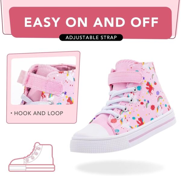 Unisex Trainers Easy Fasten Boys Girls Casual Sneakers Kids High Top Canvas Sports Shoes - Image 2