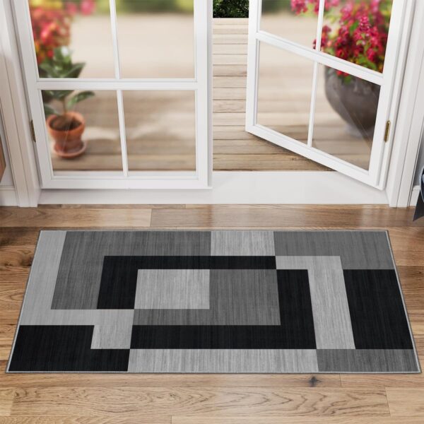 Imperial Rooms Rugs for Bedroom - Printed Area Rugs Living Room 80x150 Cm - Geometric Style Modern Floor Carpet Super Soft Milo Black and Grey Extra Large Rug Easy to Clean - Image 7