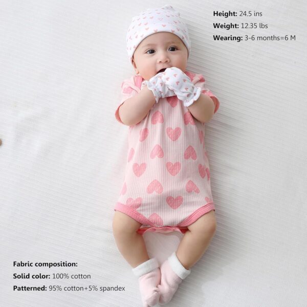 Newborn Baby Short Sleeve Bodysuit Baby Grow Cotton Vest 5-pack, 0-12 Months - Image 4
