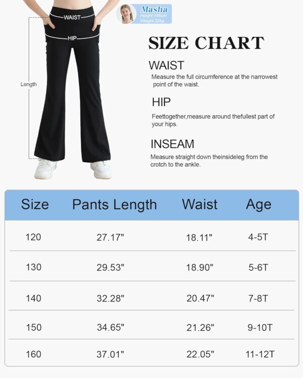 Valcatch Girls Flare Leggings Ribbed Yoga Dance Pants with Pockets High Waist Bell Bottom Trousers Kids Teens Wide Leg Pants Athletic Tights for Casual and Activewear - Image 5