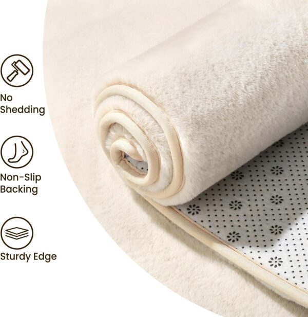 Rugs Living Room - Grey Area Rugs for Bedroom Faux Rabbit Fur Large Rug,Anti Slip Rug Large Floor Carpet Short Pile Area Rug for Living Room, Bedroom,Kids Room 160x230CM - Image 5