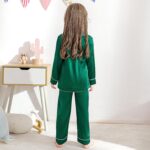 Miyanuby Girls Boys Pyjamas Set Button-up Silk Satin Pajamas Sleepwear Nightwear 2 Pieces Clothes Set Gifts for Baby Girls Boys - Image 3