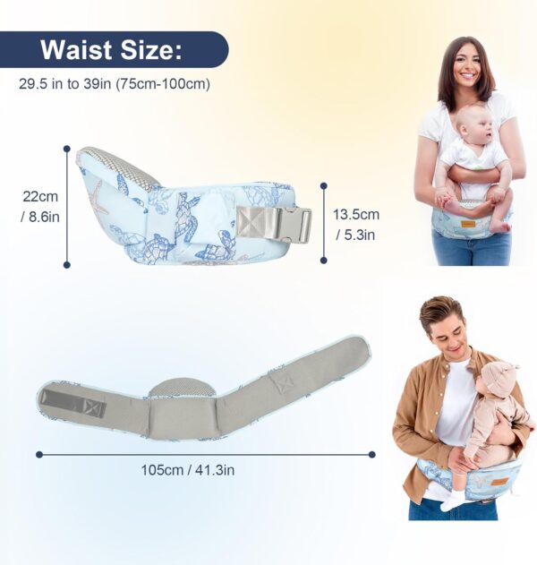 YooxArmor Baby Hip Carrier, Hip Carrier for Baby with Adjustable Waistband Support, Baby Carrier with Hip Seat for Newborn to Toddler Up to 66 Lbs, Baby Holder Carrier with Various Pockets for Dad Mom - Image 4