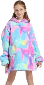 Shamdon Home Collection Kids Oversized Blanket Hoodie,Wearable Blanket Sweatshirt for Girls Boys, Sherpa FLeece Hooded Pullover with Pocket for Children Teens Aged 5-15