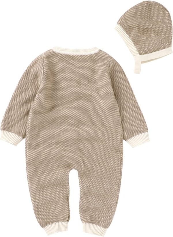 Dark Bloomers Toddlers Hat Boy Knitted Baby Jumpsuit Romper Cotton Outfits Sweater Set Girl Boys Romper&Jumpsuit Valentines Day Baby Girl - Image 4
