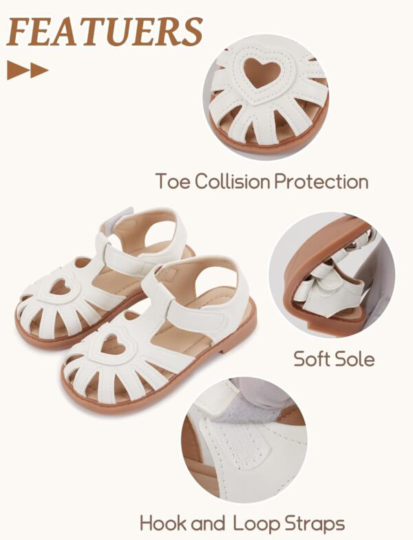 FEOYA Toddler Baby Sandals Non-Slip Closed Toe Flat Shoes Girls Summer Soft Sole First Walking Sandals Casual Classic Shoes Size 6-12 - Image 2