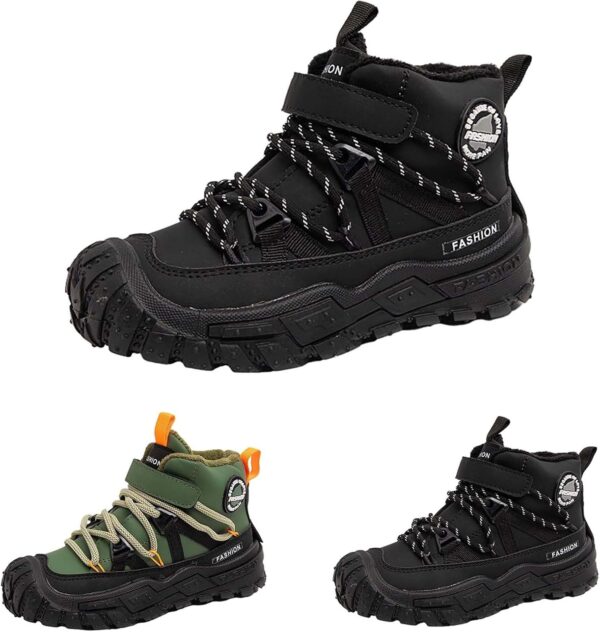 SRTUMEY Kids Warm Fur Lined Winter Ankle Boot Shoes Winter Snow Boots for Toddler Children Water Resistant Thermal Anti-Slip Snow Baby Boys Girls Shoes Boots - Image 2