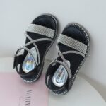 Baby Kids Pearl Sequins Sandals Open Toe Wide Summer Shoes Boys Girls Toddler Rubber Slip On Strap Loafers Comfy Trendy Kids Slides Sandals Girls Size 3 Kids Foam Sandals( - Image 2