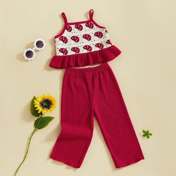 Baby Girl Summer Clothes Cute Sleeveless Floral Crochet Tank Top with Loose Trousers Set Newborn Toddler Girls 2 Piece Outfits - Image 2