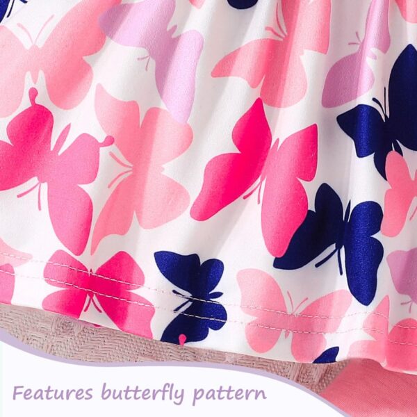 Newborn Baby Girl Clothes Set, Long Sleeve Outfits Ruffle Top and Trousers, T-shirt with Bowknot and Trousers with Butterfly, Baby Girl Outfit for 6-36 Months Baby Girl, Pink - Image 3