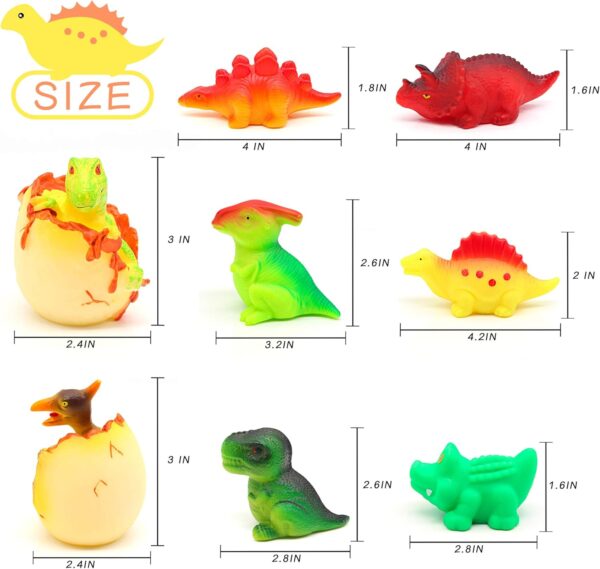 Dinosaur Toy Bath Floating Toy with Auto Flashing Early Learning Toy Dinosaur Theme Model 8 Pcs Bathtub Shower Toy Gift for Kids and Pets - Image 4