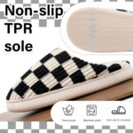 Waysoland Women Men House Slippers,Fuzzy Plaid Slides Memory Foam Checkered Slippers Slip on Anti-Skid Sole Bedroom Cloud Sippers Indoor Outdoor - Image 4