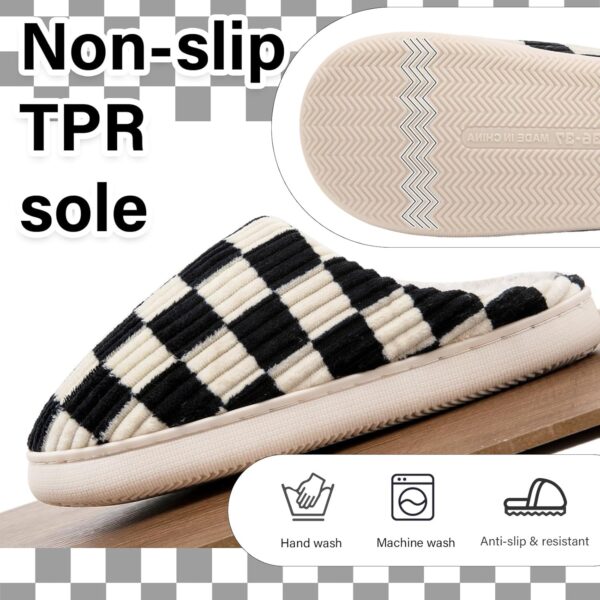 Waysoland Women Men House Slippers,Fuzzy Plaid Slides Memory Foam Checkered Slippers Slip on Anti-Skid Sole Bedroom Cloud Sippers Indoor Outdoor - Image 4