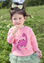 CEWW Girls Kids Long Sleeve T-Shirt Toddler Tops 100% Cotton Cat Dinosaur Unicorn Flamingo Butterfly Crewneck Tee Shirts Clothes Age 1-7 Years Old - Image 3