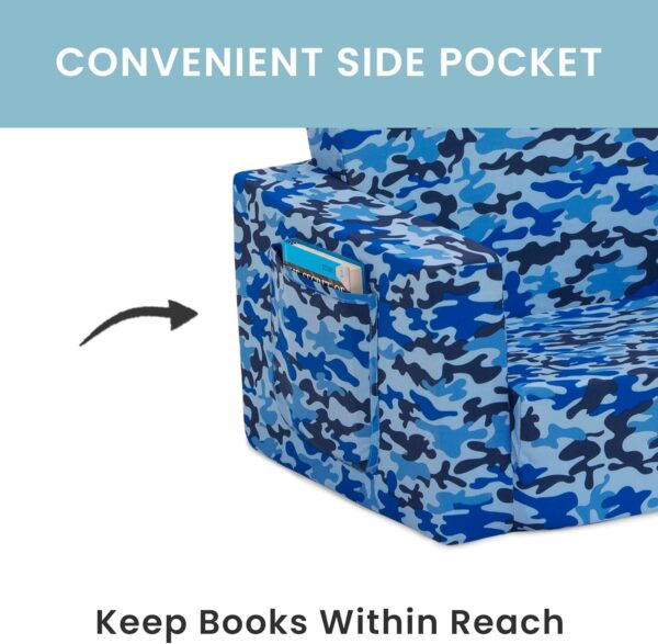 Delta Children Cozee Blue Camo Convertible Foam Chair to Lounger for Kids - Image 6