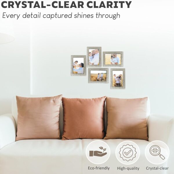 Picture Frame 7 x 5, Silver, Freestanding and Wall Mountable, 13 x 18 cm, 7x5 Picture Frames, Silver 5x7 Photo Frames, 7x5 Photo Collage Gallery Display - Image 4
