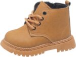Toddler Baby Boys Girls Ankle Boots Lace Up Combat Booties Hiking Shoes Side Zipper Short Boot
