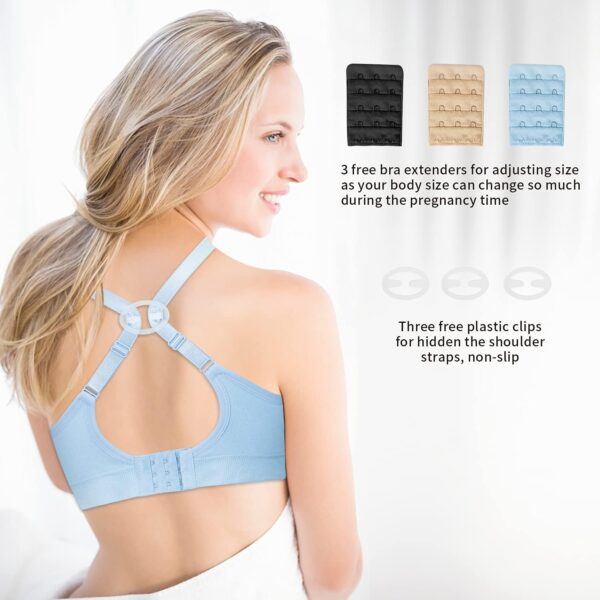 INTLMATE 3 Pack Women's Nursing Bra Seamless Wireless Night Sleep Nursing Maternity Bra Sleep Bralette with Removable Spill Prevention Pads and Bra Extenders - Image 4