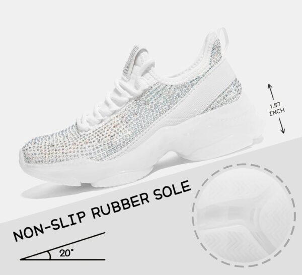 Lucky Step Girls Rhinestone Slip On Sneakers Kids Sparkly Lightweight Tennis School Knit Jelly Sole Glitter Walking Shoes Toddler - Image 4