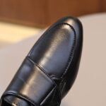 Infant Baby Boys Girls Classic PU Leather Wedding Loafers Toddler 𝐎xford Dress Shoes First Steps Walking Flat Shoe Boys Leather Shoes Pointed Low Heel Solid Color Hook Loop Comfortable Dress Shoes - Image 5