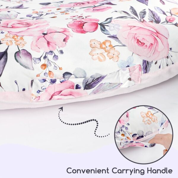 Newborn Lounger Cover for Boys Girls, Soft Comfortable Baby Lounger Cover 1 Pack Reversible Removable Fleece Slipover for Infant Lounger Pillow, Stylish Floral (Cover Only) - Image 2