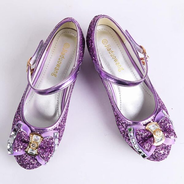 Girls Low Heels Princess Shoes Sparkly Glitter Dress Up Shoes Party Wedding Flower Elsa Cinderella Cosplay Shoes for Kids - Image 4