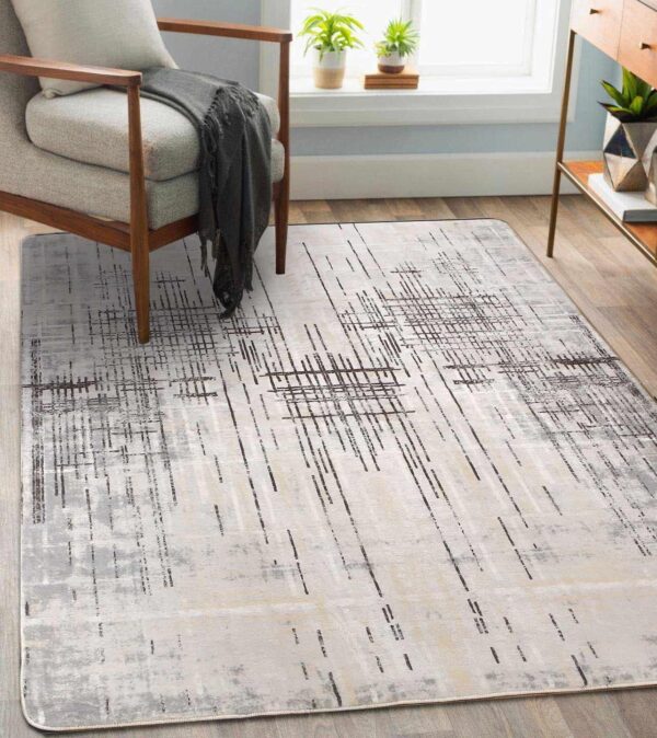 Tinyboy-hbq Area Rug Living Room Rugs Grey Modern Luxury Rug Soft Short Pile Carpet Modern Style Decorative Rugs for Living Room Bedroom (Grey/Beige, 120 x 160 cm) - Image 2