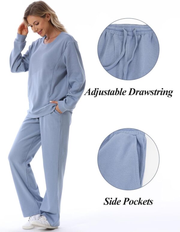 FEOYA Maternity Trousers Womens Wide Leg Long Pants Elastic Waist Casual Sweatpants Loose Pregnancy Trousers with Pocket S - 4XL - Image 3