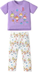 Girls Toddler Outfits Clothes Set Kids Cute Bunny Dancing Birthday Print Short Sleeve T-Shirt Tops Leggings Trousers 2 Piece Set Clothing Age 1-7 Years - Image 8