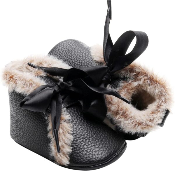 Boots Girls Bowknot Soft First Infant Baby Snow Cotton Warm Shoes Plush Baby Shoes Toddler Boy Boots Size 5 - Image 4