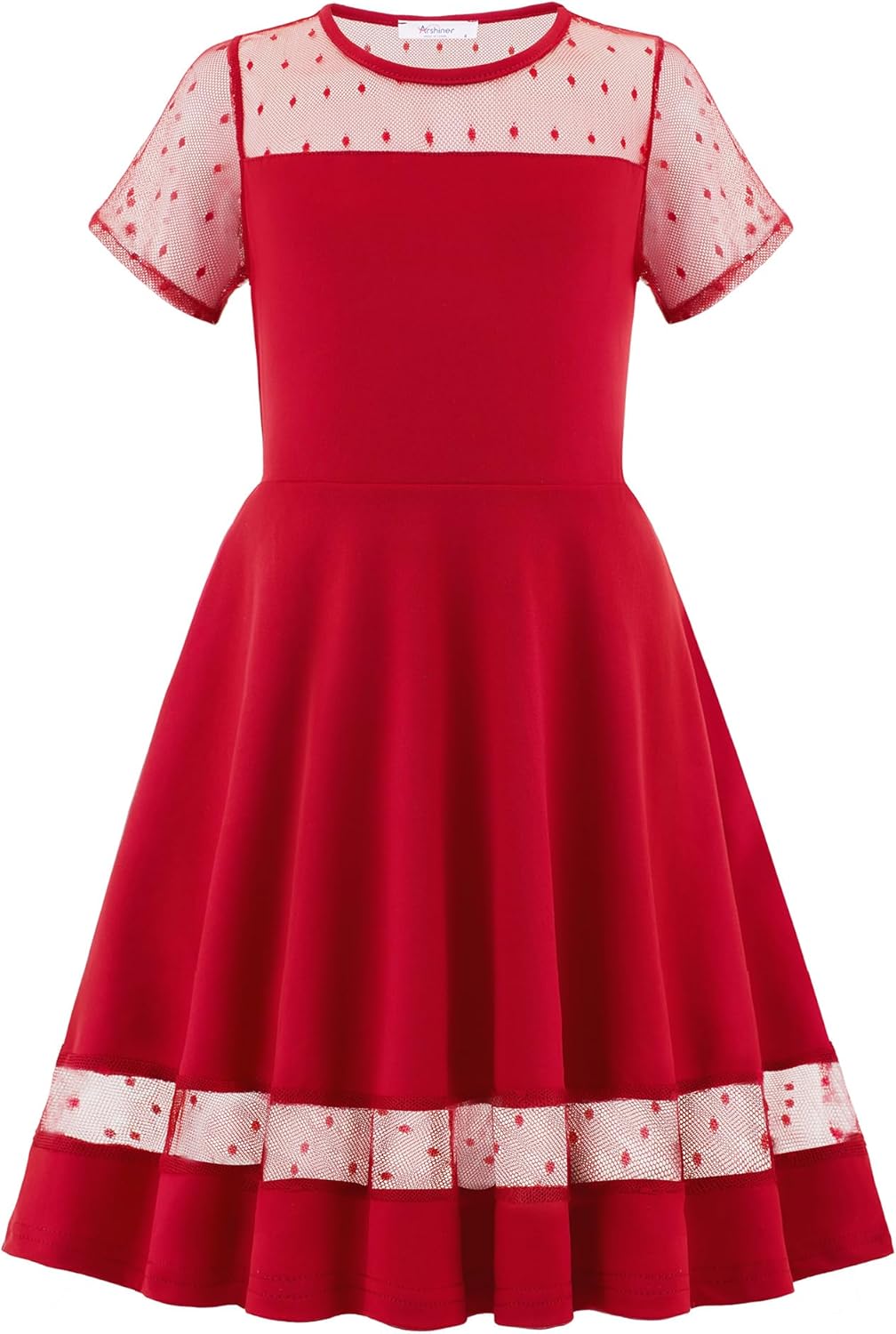 714r1jRYWbL._AC_SL1500_.jpg Arshiner Girls Dresses Festival Kids Summer Mesh Dress A-Line Elegant Party Fashion Dresses Casual Short Sleeve Dresses for Girls 5-13 Years - Image 1