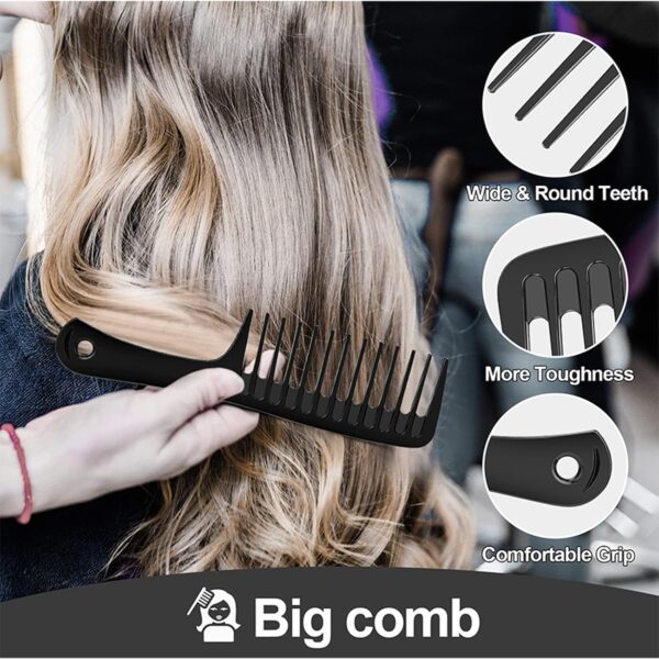 SWEET VIEW 4 Pcs Hair Styling Brush Set with 1 Pcs Edge Brush 1 Pcs Bristle Hair Brush 1 Pcs Rat Tail Comb 1 Pcs Wide Tooth Comb, Hair Comb Set for Slick Baby Hair and Flyaways - Black - Image 7