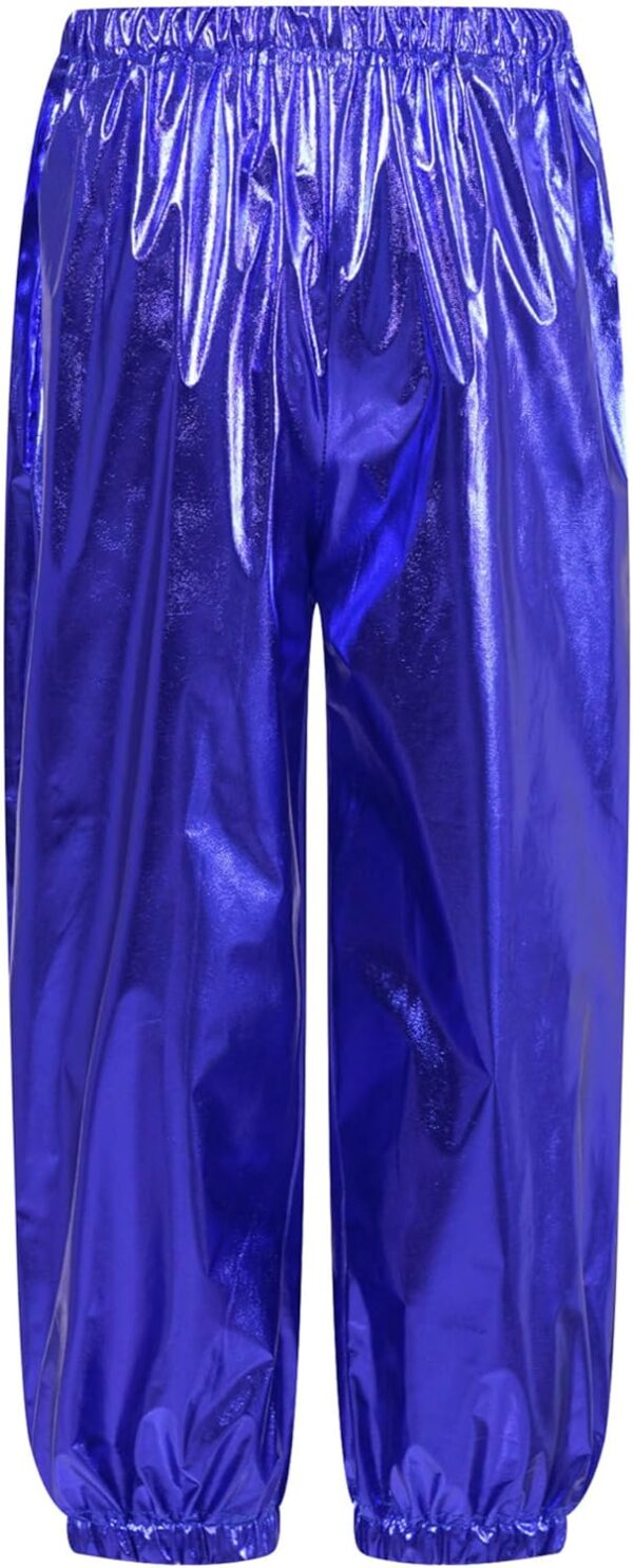 YiZYiF Kids Boys Girls Jazz Hip Hop Street Dance Clothes Shiny Metallic Long Sleeve T-Shirt with Harem Pants Set Dancewear - Image 7