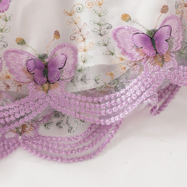 Valcatch Toddler Baby Girl Summer Dress Ruffle Long Sleeve Round Neck Button Bow Butterfly Mesh Dress with Hairband for 1-3 Years - Image 5