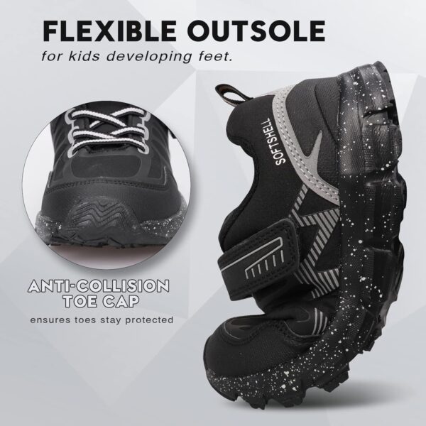 UOVO Boys Trainers Kids Walking Shoes Low-Top Sneakers Children Waterproof Trekking Hiking Footwear Running Shoes Black Blue Gray Size 9 UK Child to 5.5 UK - Image 5