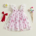 BYUSBAYA Toddler Girls Valentines Tutu Dress Sleeveless Heart Print Layered Ruffles Tulle Cake Dress Wedding Ball Gown Dress - Image 2