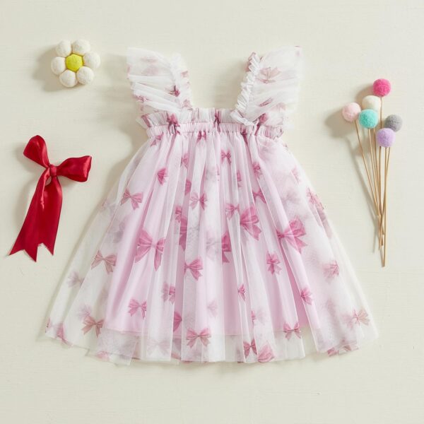 BYUSBAYA Toddler Girls Valentines Tutu Dress Sleeveless Heart Print Layered Ruffles Tulle Cake Dress Wedding Ball Gown Dress - Image 2