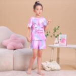 MHJY Girls Pyjamas Ruffled Short Sleeve PJs Sets Unicorn Pajamas 2 Pcs Shirt and Shorts Casual Girls' Nightwear Sleepwear Clothes - Image 2
