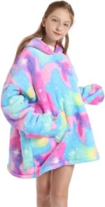 Shamdon Home Collection Kids Oversized Blanket Hoodie,Wearable Blanket Sweatshirt for Girls Boys, Sherpa FLeece Hooded Pullover with Pocket for Children Teens Aged 5-15 - Image 3