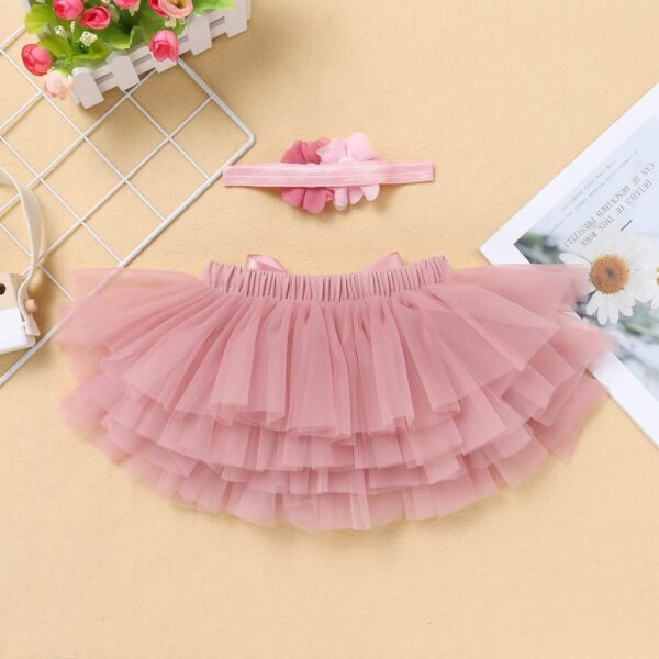 Tutu Skirt for Baby Girl with Diaper Cover Toddler Girls Layered Tulle Skirts Bloomers and Headband First Birthday Cake Smash Outfits - Image 2