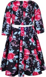 BONNY BILLY Girls Classy Vintage Floral Swing Kids Party Dress with Belt - Image 2