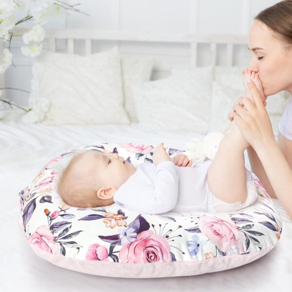 Newborn Lounger Cover for Boys Girls, Soft Comfortable Baby Lounger Cover 1 Pack Reversible Removable Fleece Slipover for Infant Lounger Pillow, Stylish Floral (Cover Only) - Image 3