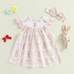 Geagodelia Toddler Baby Girls Easter Dress Bunny Embroidered My First Easter Baby Girl Outfit Ruffle Sleeve Summer Dresses - Image 2