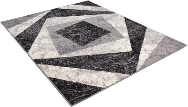 TAPISO Dream Area Rug Living Room Bedroom Short Pile Modern Light Dark Grey Square Durable Carpet Size - 140 x 200 cm (4ft7 x 6ft7) - Image 7