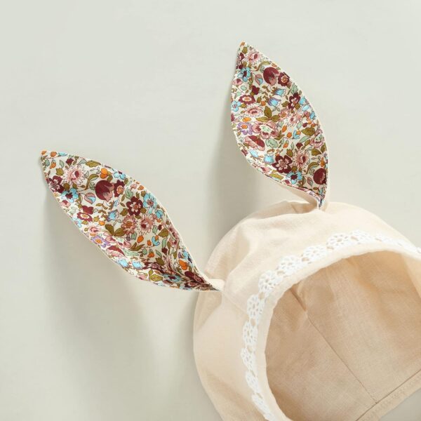 Qianderer Newborn Baby Girls Bunny Romper Sleeveless Bodysuit Jumpsuit with Rabbit Ears Tail and Cartoon Hat 2Pcs Clothes Set - Image 5