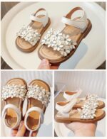 Toddler Little Girls Flower Open-Toe Flat Dress Sandals Summer Casual Shoes Elegant Princess Flat Sandals Kids Sandals - Image 4